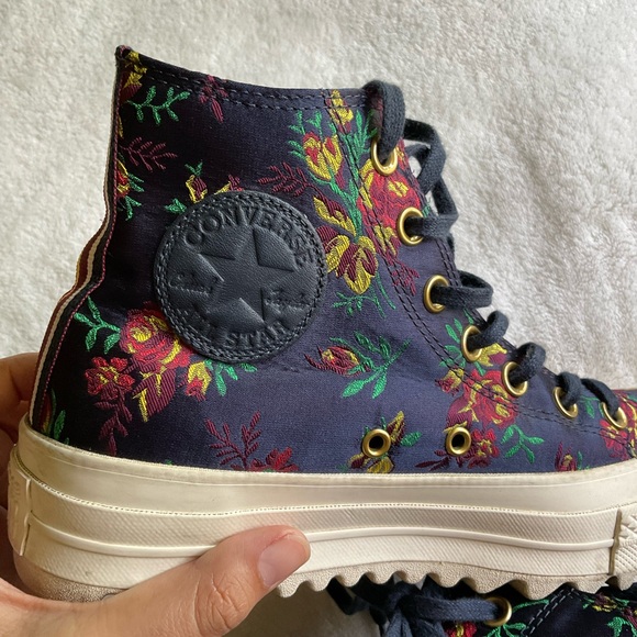 Converse Platform CTAS Lift Ripple Obsidian Navy Floral Sneakers.Size 7 - Picture 8 of 13